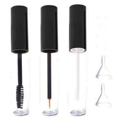 Pengxiaomei 10ml Empty Mascara Tube, Eyeliner Tube and Lip Gloss Tubes, Black Eyelash Cream Container Bottle with Funnels Transfer Pipettes (3pcs)