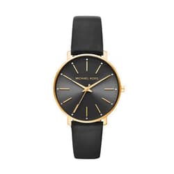 Michael Kors Pyper Three-Hand Black Leather Women's Watch (Model: MK2747)