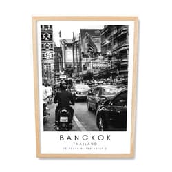 HesenDot Bangkok Framed Wall Art,12x16in Black and White Thailand Cityscape Canvas Print,Street Life Photography Wall Decor,Urban Poster Living Room Bedroom Home Office Decoration,1 Pack
