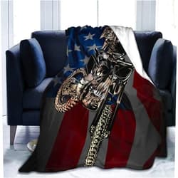 GregTins Motocross Dirt Bike American Flag Blankets Ultra-Soft Flannel Throw Blanket Air Conditioner Blanket for Sofa Bed Living Room Home Decor 50
