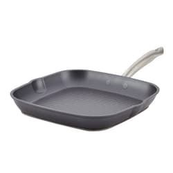 Anolon Accolade Forged Hard Anodized Nonstick Square Grill Pan/Griddle with Spouts, 11 Inch - Moonstone Gray