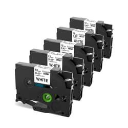 Oozmas Replace for Brother Label Maker Tape PT-D210 PT-D220 PT-D200 PT-H100 Label Tape 12mm 0.47 Inch Laminated White Ptouch TZ Tape Compatible with P Touch Refills TZe-231, 1/2 Inch * 8m, 5-Cartridges