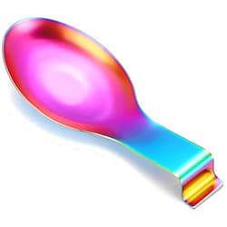UNIOVC Modern Stainless Steel Spoon Rest, Stainless Steel Utensil Spoon Rest Holder, Spatula Ladle Holder, Brushed Finish, Countertop Heavy Duty,Dishwasher Safe 3.8 x 9.4 Inch (Rainbow 1PC)