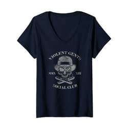 Visit The GENTS VIOLENT SOCIAL CLUB Apparel Womens GENTS VIOLENT SOCIAL CLUB Distinguished Bold Vigilant V-Neck T-Shirt