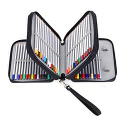 BTSKY Zippered Pencil Case-Canvas 72 Slots Handy Pencil Holders for for Prismacolor Watercolor Pencils, Crayola Colored Pencils, Marco Pencils (Black)