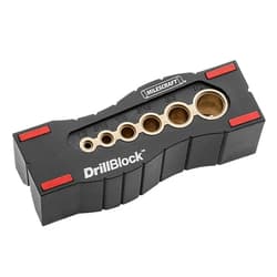 Milescraft 1312 Drill Block - Handheld Drill Guide, Drilling Jig for 6 of the Most Common Drill Bit Sizes
