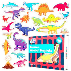 Spark & Wow Wooden Magnets | Dinosaurs | Magnets for Kids Ages 2+ | Open-Ended Play | Adhere to Fridges, Whiteboards and More