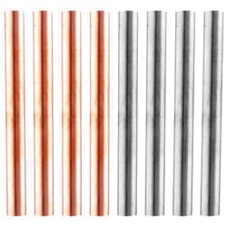 Yaocom 8 Pcs Pure Copper Zinc Rods 99.995% High Purity Solid Copper Zinc Bar 3.94 x 0.39 Inch Bare Copper Cu Zinc Metal Rod for School Scientific Experiment Research Metal DIY Craft Hobbies