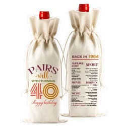 FBCCZEY Funny 40th Birthday Gifts Women 40 Year Old Birthday Gifts for Women Wine Bag Happy Anniversary 40th Birthday Party Supplies Decorations Man Woman Wine Bags for Her Him Friend