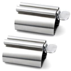 LOVEINUSA Toothpaste Tube Squeezer Dispenser, 2PCS Toothpaste Roller Squeezer Tool Metal Tooth Paste Holder for Bathroom, Silver
