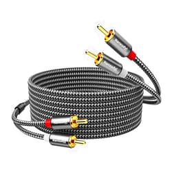 Nanxudyj 2RCA Cable 6ft,2RCA to 2RCA Audio Stereo Cable,Male to MaleRCA Cord Gold Plated Nylon-Braided Dual Shielded Auxiliary Car Audio Subwoofer Adapter Cord for Home Theater Amplifier Hi-Fi System