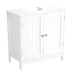 Iwell Pedestal Sink Storage Cabinet with 2 Doors and Shelf, Under Sink Cabinet, Bathroom Sink Cabinet with U-Shape, White