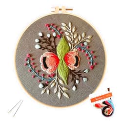 Louise Maelys Embroidery Starter Kit Full Range of Stamped Cross Stitch Kits for Beginner Including Embroidery Cloth with Pattern, Embroidery Hoop, Color Threads, Tools Kit