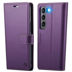 FLIPALM for Samsung Galaxy S21 (Non S21+Wallet Case with RFID Blocking Credit Card Holder, PU Leather Folio Flip Kickstand Protective Shockproof Cover Women Men for Samsung S21 Phone case(Purple)