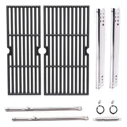 Criditpid Grill Replacement Parts for Charbroil 2 Burner 463625217, 463673519, 463625219, 463625217, 463673017, 463673517, G470-0002-W1, G470-0003-W1, 18 Inch Cast Iron Grates, Heat Plates, Burners