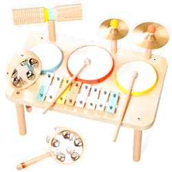 WINGYZ Kids Drum Set – 9-in-1 Montessori Toys for 1-3 Year Old & Wooden Musical Instruments for Toddlers, Baby Musical Toys with Drums, Xylophone, Helps Hand-Eye Coordination, Gift for 1-3 Boys Girls