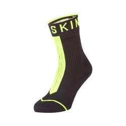 SEALSKINZ Standard Waterproof All Weather Ankle Length Sock with Hydrostop, Black/Neon Yellow, Small