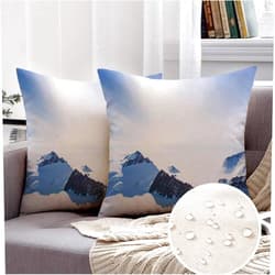 AERHOT 2 Packs Waterproof Linen Throw Pillow Cover, 12 x 20 Inch Mountain Landscape Ice Tundra Vinson Massif Sentinel Snow Range Ellsworth Mountains Blue Nature Cushion Case Decoration for Sofa Couch