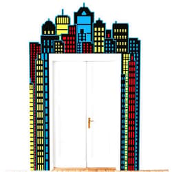 CHUNNIN Hero Party Porch Banner Super Themed Hero Birthday Party Decoration Super City Door Banner Skyline Building Porch Sign Hanging Banner Backdrop for Birthday Baby Shower Party Photo Booth Prop Supplies