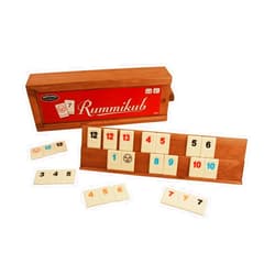 Front Porch Classics, Rummikub Vintage Edition in All-Wood Storage Case with 4 Built-in Player Trays and 106 Rummikub Tiles, for 2 to 4 Players Ages 8 and Up