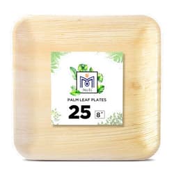 MoAL Palm Leaf Plates Eco-Friendly Bamboo Disposable Plates Like 100% Compostable and Biodegradable Christmas Plates-Dinner Plates for Parties, Thanksgiving, Wedding (25, 8