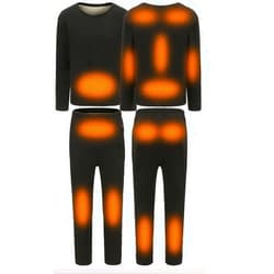 Generic Women Heated Underwear Thermal Set USB Electric Body Warmer Muti-Heating Zones Ladies Heated Thermal Shirt and Pants
