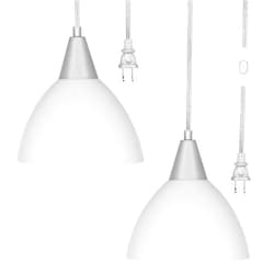 DEWENWILS Plug in Pendant Light, Hanging Light with 15Ft Clear Cord, On/Off Switch, Frosted Plastic White Shade, Hanging Ceiling Light for Living Room, Bedroom, Dining Hall, Pack of 2