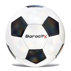 Barocity Soccer Ball - Premium Boy and Girl Official Match Ball with Cool Reflective Iridescent Rainbow Hex Pattern, Durable, Indoor, Outdoor, Training, Practice, Playtime and Games