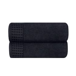 GLAMBURG 100% Cotton 2 Pack Oversized Bath Towel Set 28x55 Inches, Ultra Soft Highly Absorbant Compact Quickdry & Lightweight Large Bath Towels, Ideal for Gym Travel Camp Pool - Black