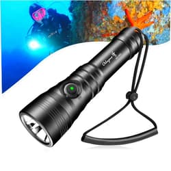 Odepro SD1500 Dive Light 1500 Lumens Rechargeable Scuba Diving Flashlight 3 Modes Waterproof Underwater Diving Safety Backup Lights with Power Indicator for Night Diving