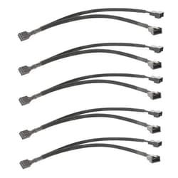 BUYMINERS.CA PC Fan Splitter Extension Cable - 1 to 2 PWM Fan Splitter Compatible with 3 & 4 Pin PC Cooling Fans, 10 inch Black Braided Nylon Cable (5 Pack)