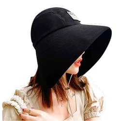 XGOPTS Women Wide Brim Sun Protection Bucket Hat Cotton Packable Full Face Sunshade Cap