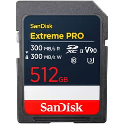 SanDisk 512GB Extreme PRO SDXC UHS-II Memory Card - Up to 300MB/s Read and Write speeds, V90, 8K, 4K UHD, SD Card - SDSDXDM-512G-GN4IN