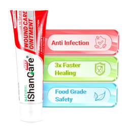 iShanCare® Wound Care Ointment - Maximum Healing for Cuts, Gash, Scratch, Stab, Traumas, Bite, Abrasions, Bed sores, Pressure Sores, Ulcers, Leg and Foot Wounds, Natural Wound Healing Ointment