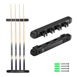 MoyanSuper Pool Cue Rack Wall Mounted Rack Billiard/Pool Cue Wall Rack Cue Rest Cue Stick Holder (Black / 4 Cues)