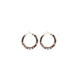 Generic Women's Vintage leopard Print Earrings Gold Plated Leather Luxe