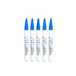 Uni-Ball Uni-Paint Oil Based Paint Marker 5 Pens Bundle Set , Multi surface Marking Pen (PX-21) Fine Point Blue Colour