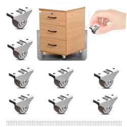 Suemisi 1 Inch Rubber Caster Wheels,Mini Fixed Caster, Quiet Rolling Casters, Low Profile Casters and Furniture Casters for Furniture，Drawers, Storage Bins, Small Appliances 8PCS (Brown 8PCS, 1 inch)
