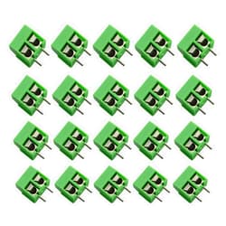 RuiLing 20-Pack 300V 10A PCB Mount Screw Terminal Block Connectors for Arduino 2 Pin 5mm Pitch (Green)