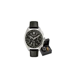 Bulova Men's Archive Series Lunar Pilot 6-Hand Chronograph High Performance Quartz Stainless Steel and Black Nylon Strap Watch Set, Sapphire Crystal Style: 96B251
