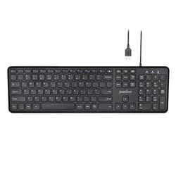 Perixx PERIBOARD-210 US Wired Full-Size USB Keyboard with Quiet Keys for Desktop, Laptop, and Tablet - X Type Scissor Keys - Black - US English (11726)