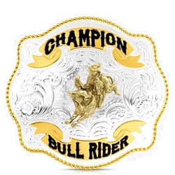 Montana Silversmiths Unisex Scalloped Champion Bullriding Belt Buckle Silver One Size