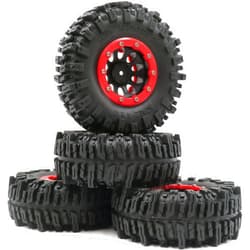 hobbysoul 4pcs RC 2.2 Mud Slingers Tires Soft Sticky Tyers Height 124mm & 2.2 Beadlock Wheels Rim Hex 12mm for RC Crawlers Truck Upgrade