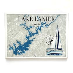 MapMom Lake Lanier, GA Sailboat Wood Map Plank Wall Art | 11