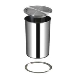 YOJIA 9L /2.3Gal Kitchen Cabinet Countertop Built-in Stainless Steel Trash Can, Embedded Trash Bin Trash Chute with Lid, (9L Set Sliver)