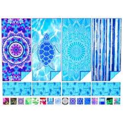 TwoYek 4 Pack Microfiber Thin Beach Towel Lightweight 71x32 Extra Large Sand Free Soft Towels Quick Dry for Travel Pool Yoga Gym Sports Beach Accessories Vacation Essential Gift