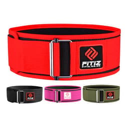 FITIZ Self Locking Weight Lifting Belt for Back Support Premium Weightlifting belt of Men and Women Deadlift Training Belt 4 Inch Nylon with Metal Buckle Adjustable Olympic Lifting Back Support