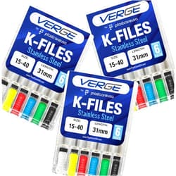 PlastCare USA Dental Endodontic 31mm Endo K Files (3 Packs of 6) (18 Total Stainless Steel K-Files) (Assorted #15 - #40)