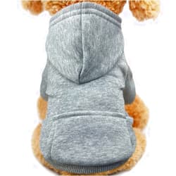 Jecikelon Winter Dog Hoodie Sweatshirts with Pockets Warm Dog Clothes for Small Dogs Chihuahua Coat Clothing Puppy Cat Custume (Medium, Grey)