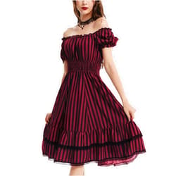Scarlet Darkness Gothic Victorian Dresses Renaissance Costume Women Midi Dress